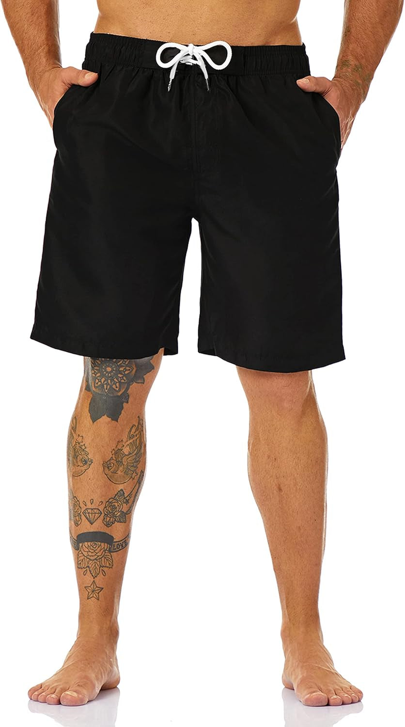 Mens Swim Trunks Long, Quick Dry Mens Boardshorts, 9 Inches Inseam Mens Bathing Suits with Mesh Lining