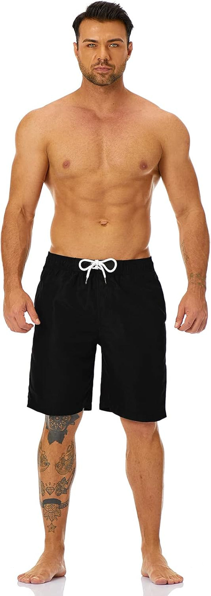 Mens Swim Trunks Long, Quick Dry Mens Boardshorts, 9 Inches Inseam Mens Bathing Suits with Mesh Lining