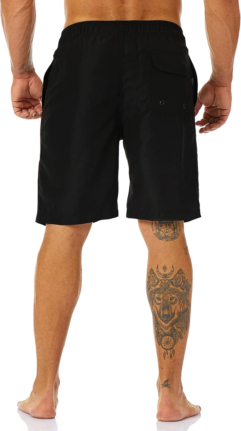Mens Swim Trunks Long, Quick Dry Mens Boardshorts, 9 Inches Inseam Mens Bathing Suits with Mesh Lining